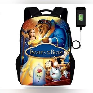 Disney Beauty and the Beast Backpack with USB Charging Port NWT